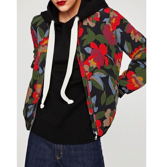 NWT Zara Floral Bomber Jacket - Picture 1 of 12